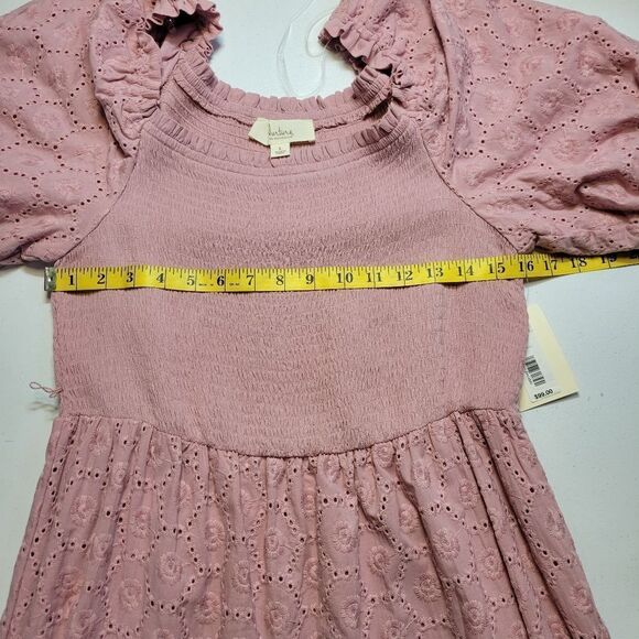 Westbound Pink Smocked Eyelet Cotton Maxi Dress Women's Size Large NEW - Picture 10 of 12